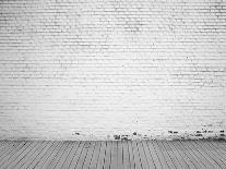 White Brick Wall and Wood Floor Background-Vitaliy Pakhnyushchyy-Photographic Print