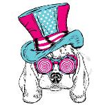 Cute Puppy Wearing a Mask for Diving. Vector Illustration. Portrait of a Dog.-Vitaly Grin-Art Print