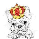 Cute Puppy Wearing a Crown. French Bulldog. Vector Illustration.-Vitaly Grin-Framed Art Print