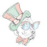 Funny Cat in a Tie and Glasses. Vector Illustration.-Vitaly Grin-Art Print