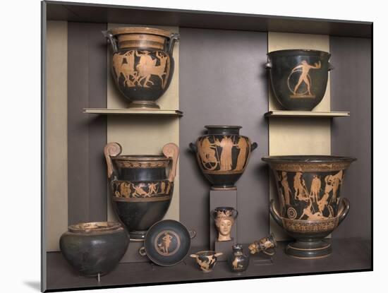 Vitrine présentant différentes formes de vases grecs-null-Mounted Giclee Print