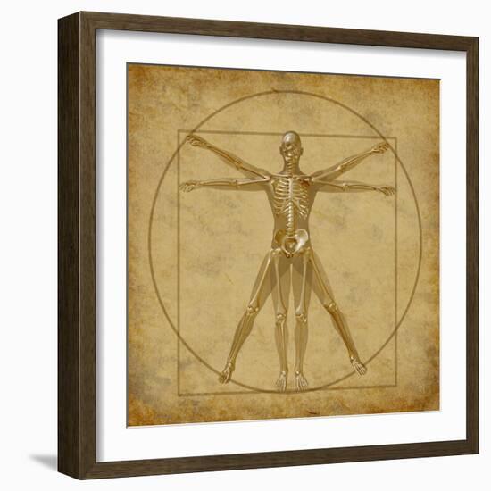 Vitruvian Human Diagram Grunge Medical Chart-digitalista-Framed Art Print