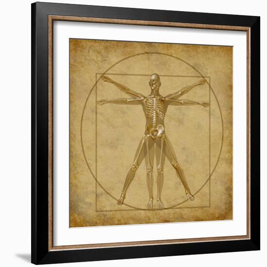 Vitruvian Human Diagram Grunge Medical Chart-digitalista-Framed Art Print