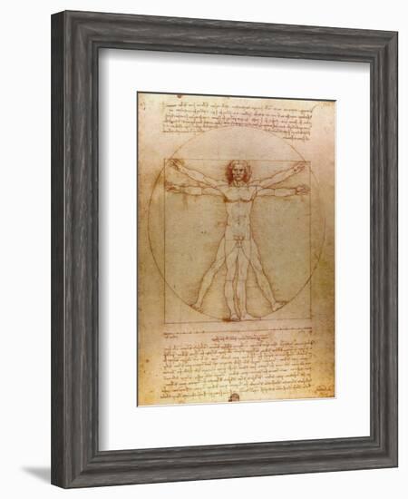 Vitruvian Man, c.1492-Leonardo da Vinci-Framed Art Print