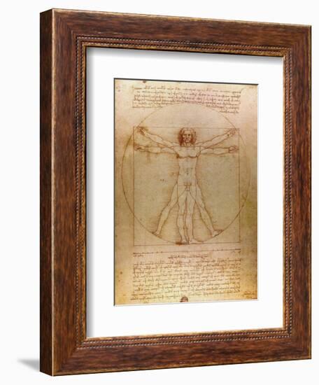 Vitruvian Man, c.1492-Leonardo da Vinci-Framed Art Print