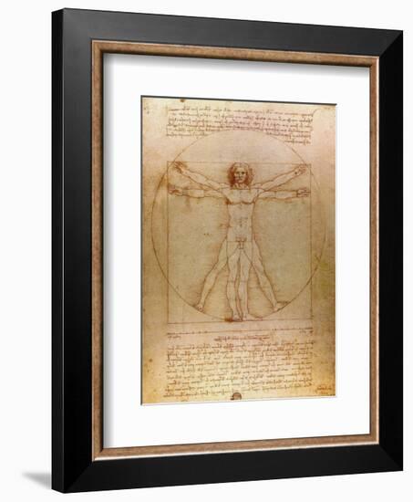 Vitruvian Man, c.1492-Leonardo da Vinci-Framed Art Print