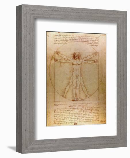 Vitruvian Man, c.1492-Leonardo da Vinci-Framed Art Print