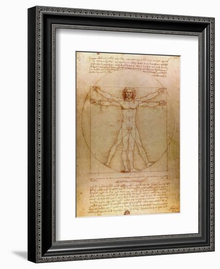 Vitruvian Man, c.1492-Leonardo da Vinci-Framed Art Print