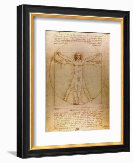 Vitruvian Man, c.1492-Leonardo da Vinci-Framed Art Print