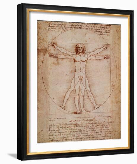 Vitruvian Man, c.1492-Leonardo da Vinci-Framed Art Print