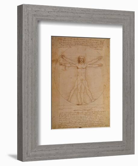 Vitruvian Man, c.1492-Leonardo da Vinci-Framed Art Print