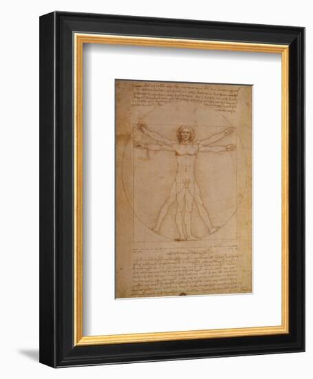 Vitruvian Man, c.1492-Leonardo da Vinci-Framed Art Print