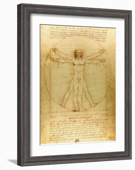 Vitruvian Man, c.1492-Leonardo da Vinci-Framed Art Print