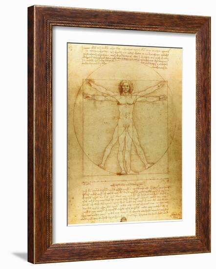 Vitruvian Man, c.1492-Leonardo da Vinci-Framed Art Print