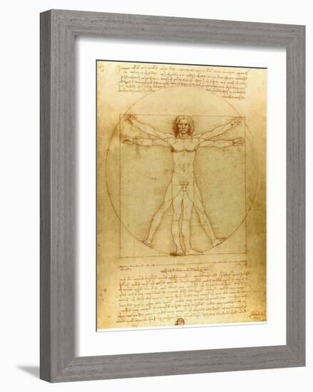 Vitruvian Man, c.1492-Leonardo da Vinci-Framed Art Print