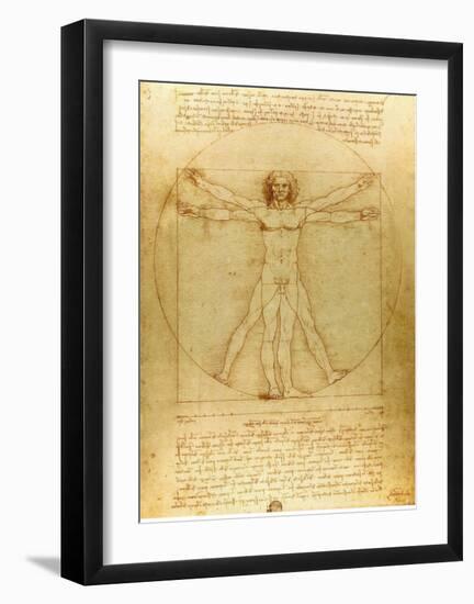 Vitruvian Man, c.1492-Leonardo da Vinci-Framed Art Print