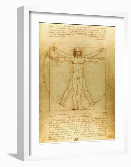 Vitruvian Man, c.1492-Leonardo da Vinci-Framed Art Print