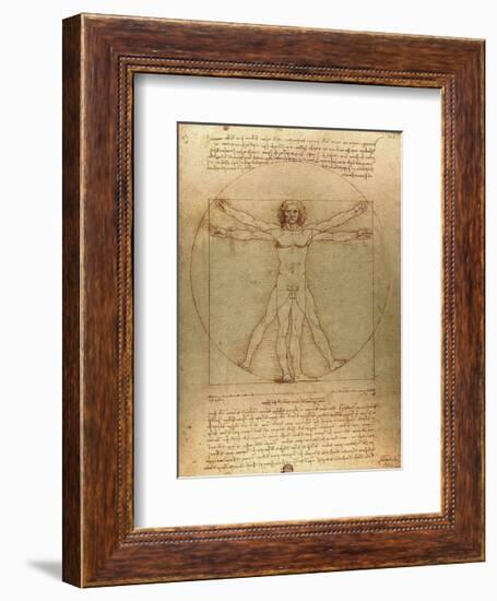 Vitruvian Man, c.1492-Leonardo da Vinci-Framed Giclee Print