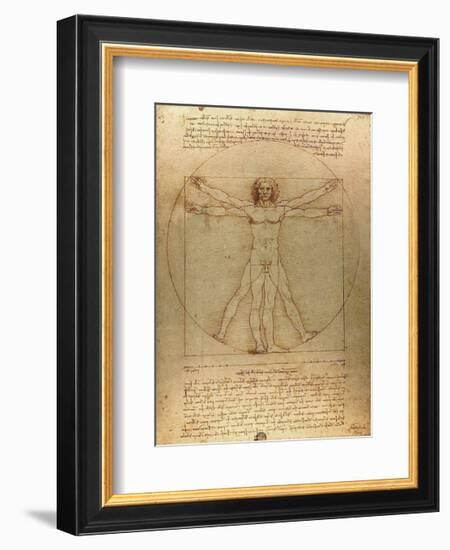 Vitruvian Man, c.1492-Leonardo da Vinci-Framed Giclee Print