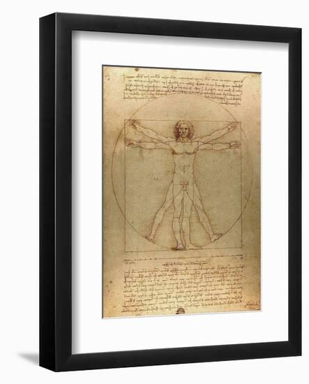 Vitruvian Man, c.1492-Leonardo da Vinci-Framed Giclee Print