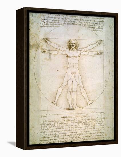 Vitruvian Man, c.1492-Leonardo da Vinci-Framed Premier Image Canvas