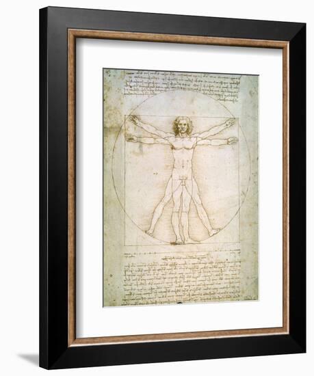 Vitruvian Man, c.1492-Leonardo da Vinci-Framed Premium Giclee Print