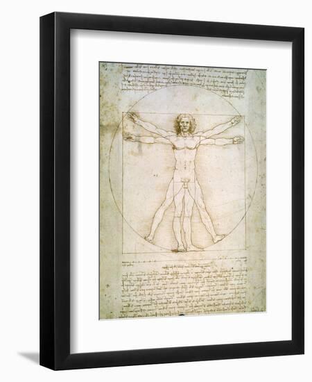 Vitruvian Man, c.1492-Leonardo da Vinci-Framed Premium Giclee Print