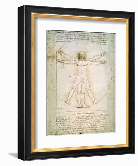 Vitruvian Man, c.1492-Leonardo da Vinci-Framed Premium Giclee Print