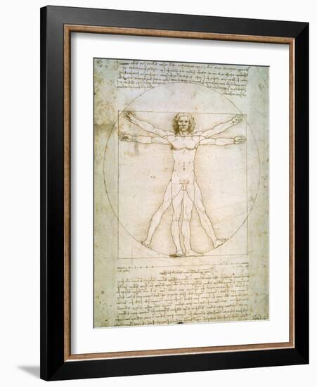 Vitruvian Man, c.1492-Leonardo da Vinci-Framed Premium Giclee Print