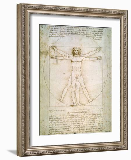 Vitruvian Man, c.1492-Leonardo da Vinci-Framed Giclee Print