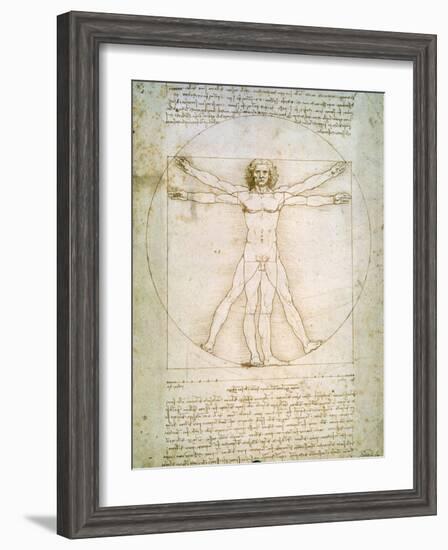 Vitruvian Man, c.1492-Leonardo da Vinci-Framed Giclee Print