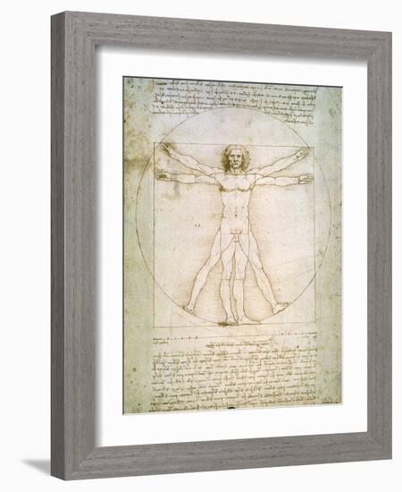 Vitruvian Man, c.1492-Leonardo da Vinci-Framed Giclee Print