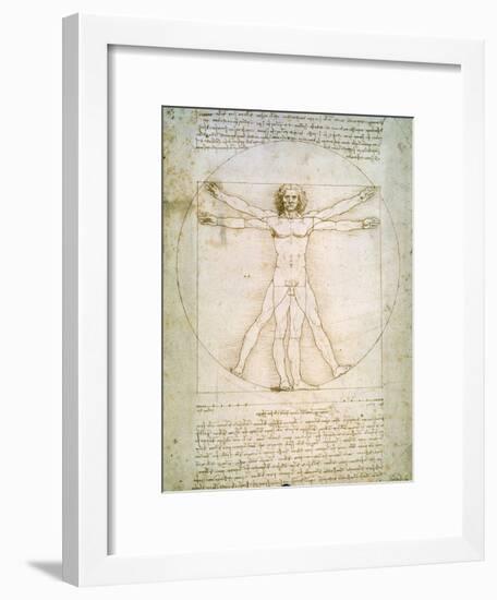 Vitruvian Man, c.1492-Leonardo da Vinci-Framed Giclee Print