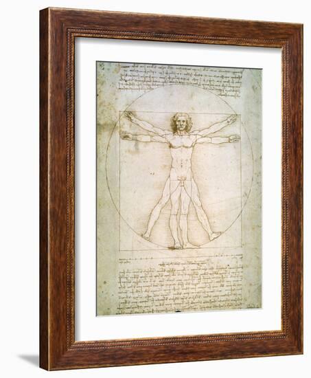 Vitruvian Man, c.1492-Leonardo da Vinci-Framed Giclee Print