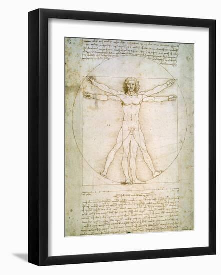Vitruvian Man, c.1492-Leonardo da Vinci-Framed Giclee Print