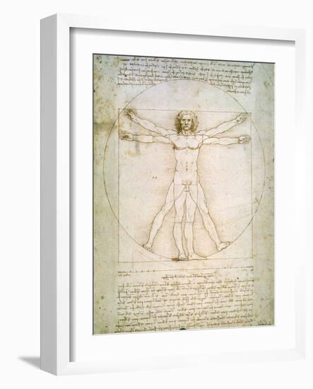 Vitruvian Man, c.1492-Leonardo da Vinci-Framed Giclee Print