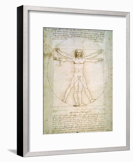 Vitruvian Man, c.1492-Leonardo da Vinci-Framed Giclee Print