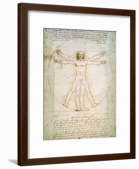 Vitruvian Man, c.1492-Leonardo da Vinci-Framed Giclee Print