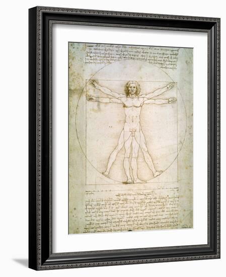 Vitruvian Man, c.1492-Leonardo da Vinci-Framed Giclee Print