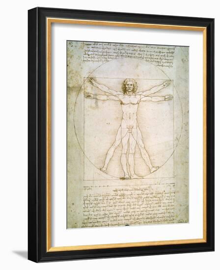 Vitruvian Man, c.1492-Leonardo da Vinci-Framed Giclee Print