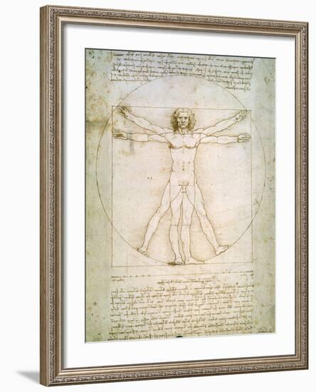 Vitruvian Man, c.1492-Leonardo da Vinci-Framed Giclee Print