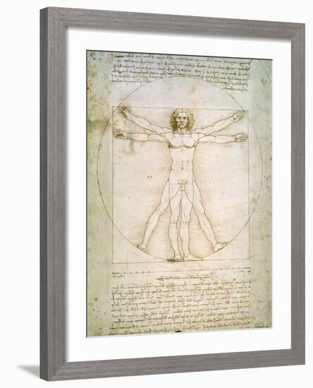 Vitruvian Man, c.1492-Leonardo da Vinci-Framed Giclee Print