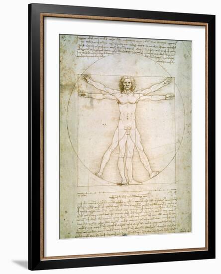 Vitruvian Man, c.1492-Leonardo da Vinci-Framed Giclee Print