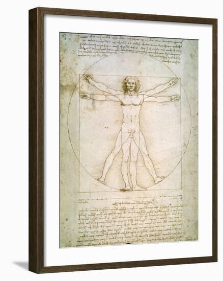 Vitruvian Man, c.1492-Leonardo da Vinci-Framed Giclee Print