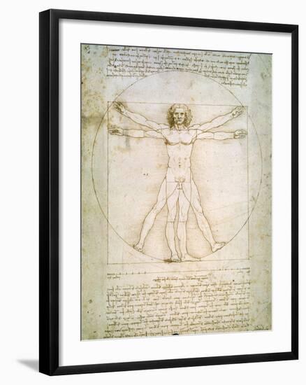 Vitruvian Man, c.1492-Leonardo da Vinci-Framed Giclee Print