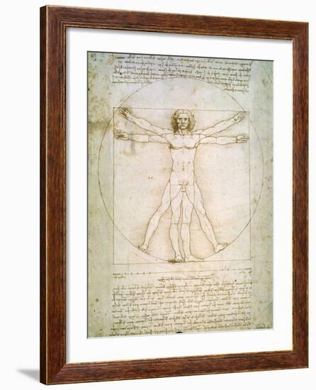 Vitruvian Man, c.1492-Leonardo da Vinci-Framed Giclee Print