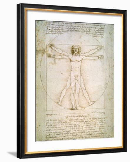 Vitruvian Man, c.1492-Leonardo da Vinci-Framed Giclee Print