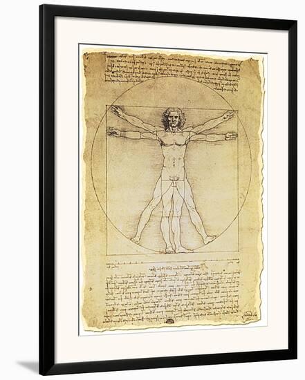 Vitruvian Man Proportions of the Human Figure-Leonardo da Vinci-Framed Art Print