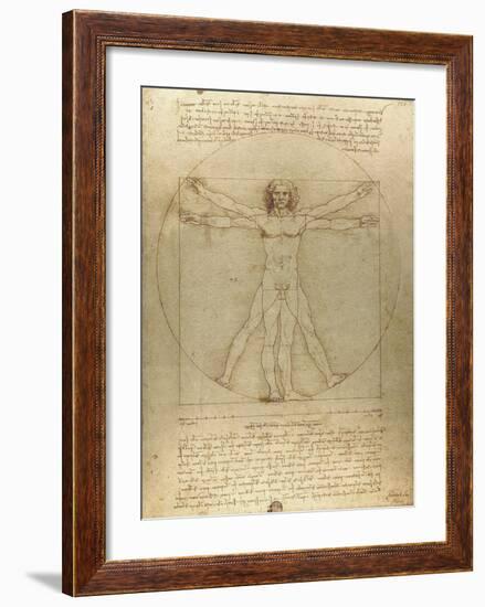 Vitruvian Man-Leonardo Da Vinci-Framed Art Print