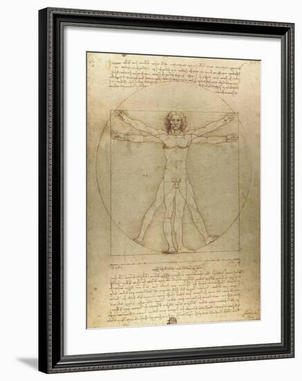 Vitruvian Man-Leonardo Da Vinci-Framed Art Print